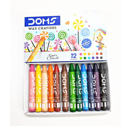 Doms Drawing Colours Wax Crayons 12 Shades 